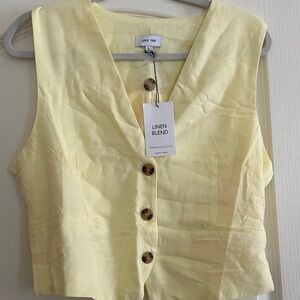 Love Tree Light Yellow Linen Blend Blouse